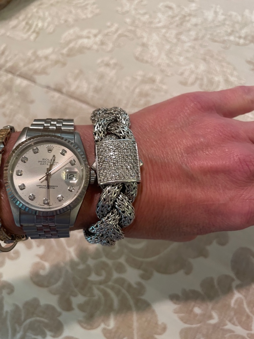 Silver Braided Chain Bracelet with Pave Clasp -Woman’s retired piece!!!